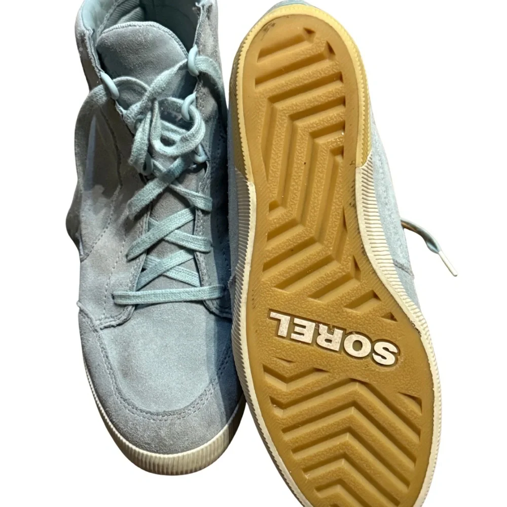 Sorel Women’s Suede High‎ Top Sneakers Light Blue Size 9.5 Casual Comfort Shoes